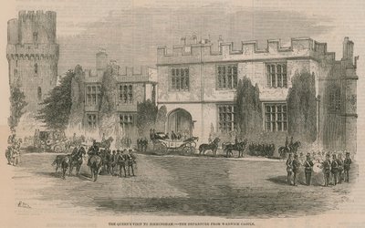 Het bezoek van de koningin aan Birmingham - het vertrek uit Warwick Castle door English School
