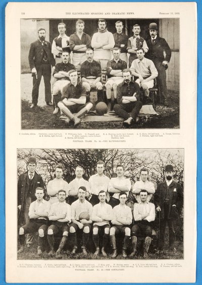 De Ravensbourne en The Connaught, voetbalteams in The Illustrated Sporting and Dramatic News, 13 februari 1892 door English School