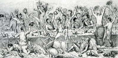 Het hervormersdiner, illustratie genomen uit de Satirist, 1809 door English School