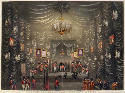 De Resten van Z.K.H. de Hertog van York Liggend in Staat, uitgegeven door E. Wallis door English School