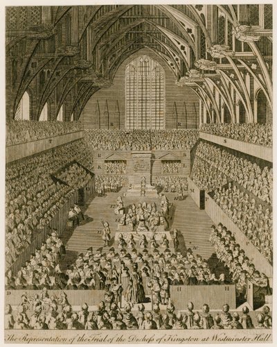 De rechtszaak van de hertogin van Kingston in Westminster Hall door English School