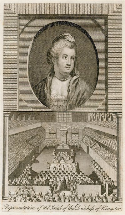 De rechtszaak van de hertogin van Kingston in Westminster Hall door English School