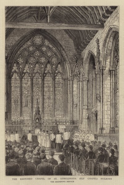 De Gerestaureerde Kapel van St Etheldreda (Ely Kapel) Holborn door English School
