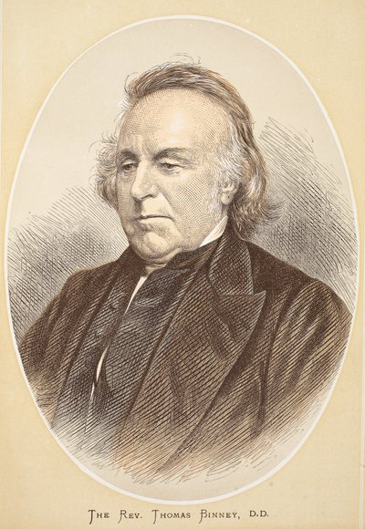 De Rev. Thomas Binney, D.D., illustratie uit De Geïllustreerde Editie van het Leven en de Ontdekkingen van David Livingstone door J. Ewing Richie, uitgegeven door A. Fullarton & Co., 1876 door English School