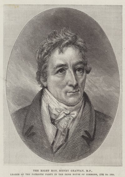 De Zeer Eerwaarde Henry Grattan, MP, Leider van de Patriottische Partij in het Ierse Lagerhuis door English School