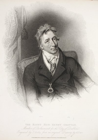 De Zeer Eerwaarde Henry Grattan, gegraveerd door J. Godby naar origineel tekening door A. Pope, 1810 door English School