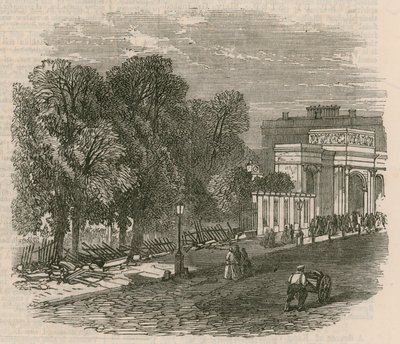 De oproer in Hyde Park: De gebroken hekken bij Hyde Park Corner door English School