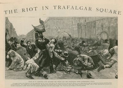 De rel in Trafalgar Square: Gevecht in St Martins Lane tussen de politie en de groep van Clerkenwell Green door English School