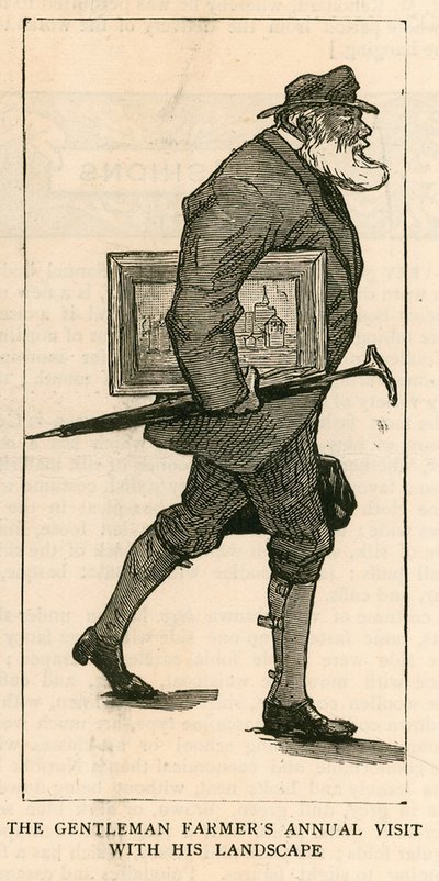 De Royal Academy; Londen; Het jaarlijkse bezoek van de herenboer met zijn landschap door English School