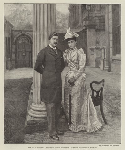 Het koninklijke verloving, prinses Marie van Edinburgh en prins Ferdinand van Roemenië door English School