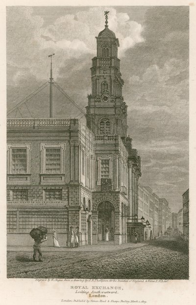 De Royal Exchange, Londen, kijkend naar het zuidwesten door English School