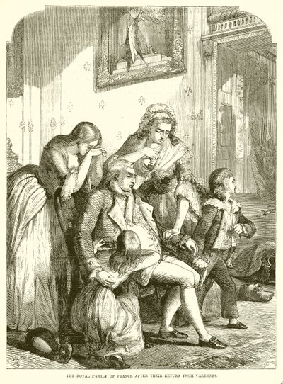 De koninklijke familie van Frankrijk na hun terugkeer uit Varennes door English School