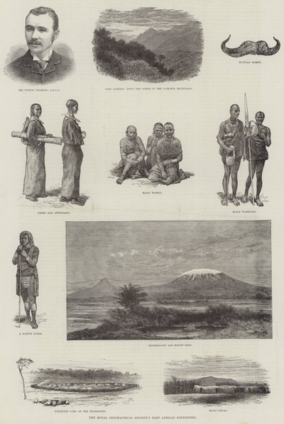 De Oost-Afrikaanse Expeditie van de Royal Geographical Society (gravure) door English School