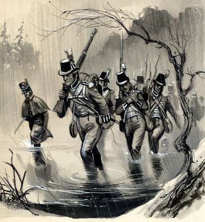 De Koninklijke Mariniers vechten tegen de Amerikanen in de Grote Meren in de oorlog met de Verenigde Staten door English School