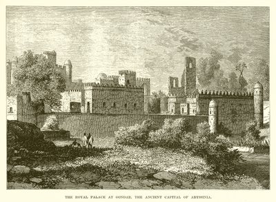 Het koninklijk paleis in Gondar, de oude hoofdstad van Abessinië door English School