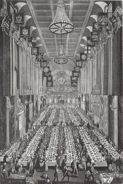 Het koninklijk banket in Guildhall op 9 november 1837 door English School