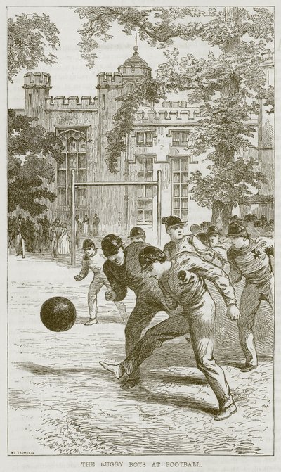 De Rugby-jongens bij het voetbal, illustratie uit The Boys Own Volume, ca. 1860 door English School
