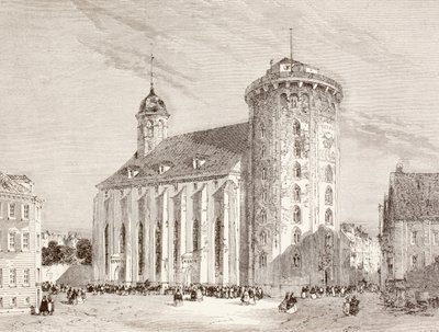 De Rundetarn of Ronde Toren in Kopenhagen, Denemarken in de negentiende eeuw door English School