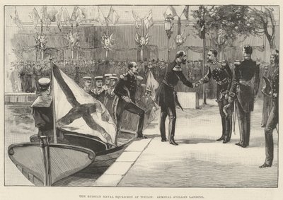 Het Russische marine-eskader in Toulon, admiraal Avellan aan land door English School