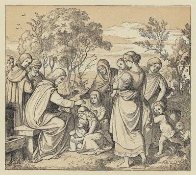 De Verlosser zegent kleine kinderen (gravure) door English School