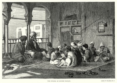 De school van Sultan Hassan (gravure) door English School