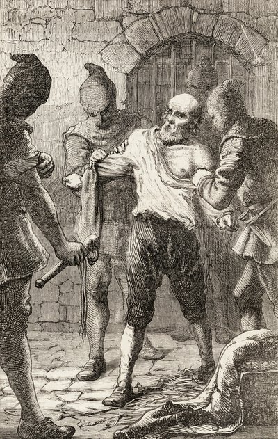 De Geseling van George Penn tijdens de Spaanse Inquisitie, c.1865 door English School