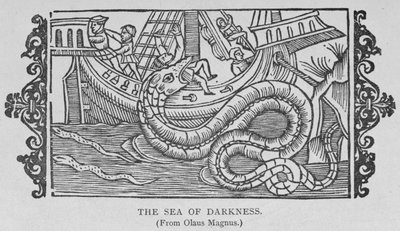De Zee van Duisternis, uit een boek door Olaus Magnus (1490-1557), uit 