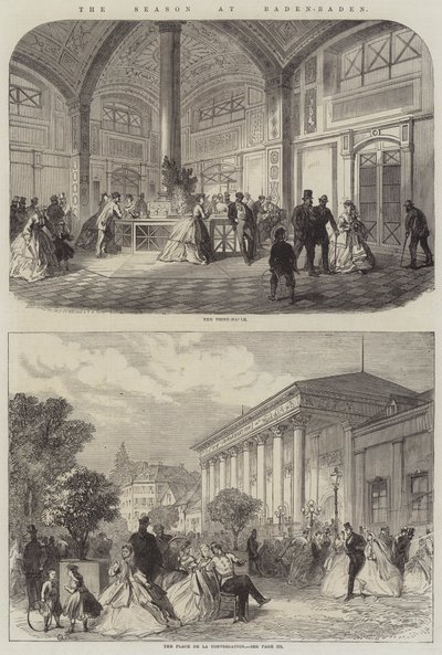 Het Seizoen in Baden-Baden (gravure) door English School