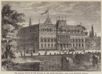 Het Sessiehuis van de Staten van de Rijnprovincie (gravure) door English School