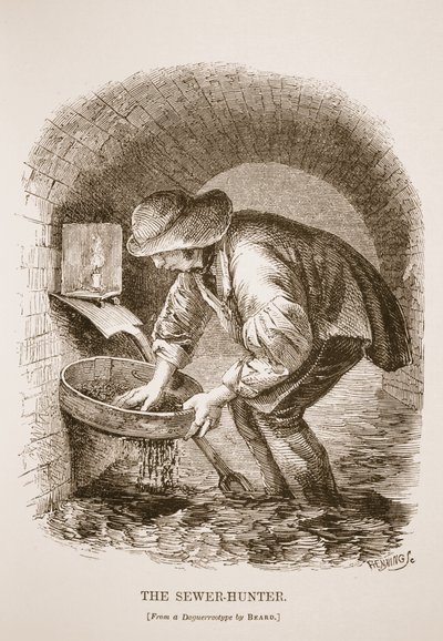 De Riool-Jager, naar de daguerreotype door Richard Beard, illustratie uit London Labour and London Poor door Henry Mayhew, pub. 1862 door English School