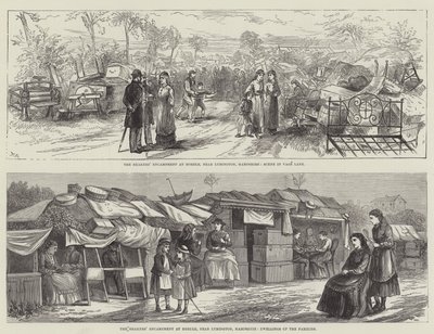 Het Kamp van de Shakers in Hordle (gravure) door English School