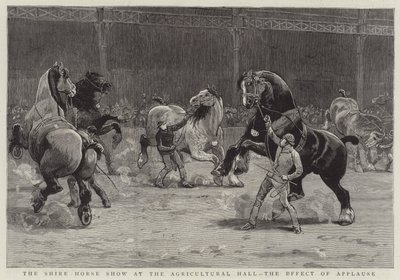 De Shire Horse Show in de Agricultural Hall, het effect van applaus door English School