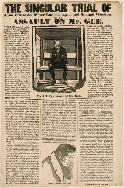 Het Opmerkelijke Proces voor de Aanval op Mr Gee, 1834 door English School