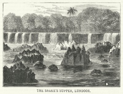 Het avondmaal van de slang, Lundoor (gravure) door English School