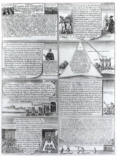 De Plechtige Liga en Verbond van 1643, gegraveerd door W. Hollar (1607-77) door English School
