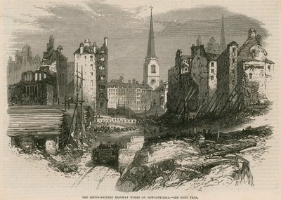 De Zuid-Oostelijke Spoorwegwerken op Dowgate Hill, Londen door English School