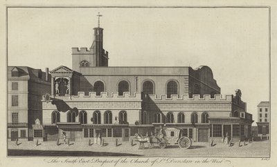 Het zuidoostelijke uitzicht op de kerk van St. Dunstan in the West, Londen door English School