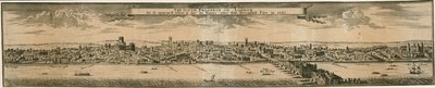 Het Zuidelijke Uitzicht van Londen, na de Grote Brand van 1666 door English School