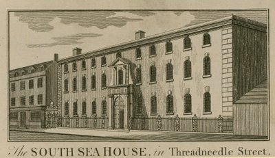 The South Sea House in Threadneedle Street, Londen door English School