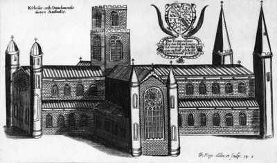 De Zuidelijke Buitenkant van de Kathedraal van Durham, 1660 door English School
