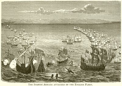 De Spaanse Armada Aangevallen door de Engelse Vloot door English School