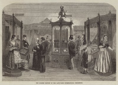 De Spaanse sectie van de laatste Internationale Tentoonstelling van Parijs (gravure) door English School