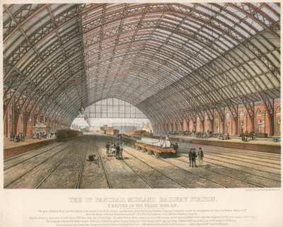 Het St Pancras, Midland Spoorwegstation, Londen, opgericht in de jaren 1866-69 door English School