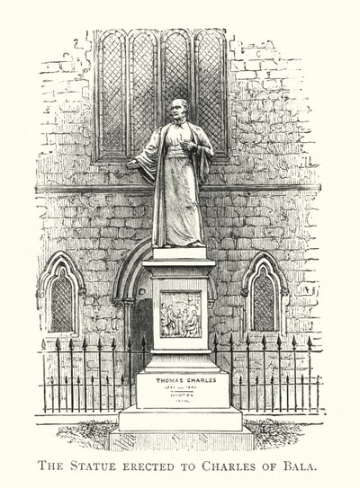 Het Standbeeld opgericht voor Charles van Bala (gravure) door English School