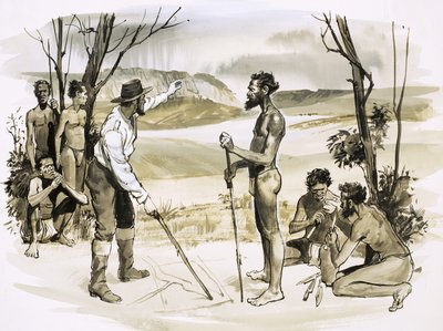 Het verhaal van Australië: John Batman koopt land van de aboriginals door English School