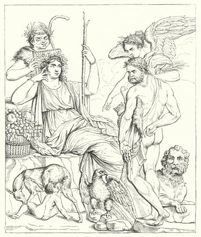 Het Verhaal van Hercules en Telephus (gravure) door English School
