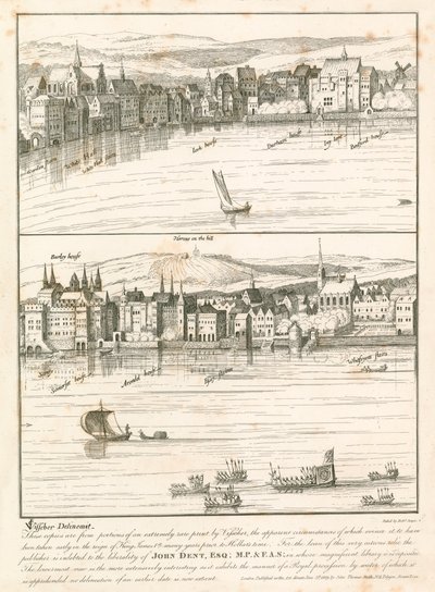 De Strand, Londen, vanaf de rivier de Theems in de 17e eeuw door English School