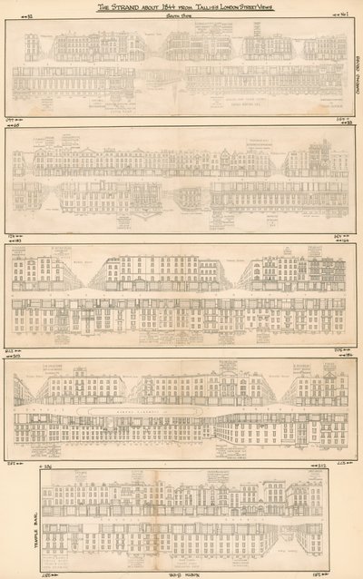 De Strand rond 1844 van Talliss London Street Views door English School