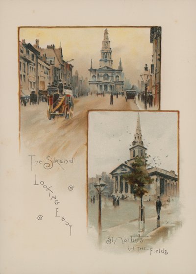 The Strand kijkend naar het oosten, St Martin in the Fields door English School