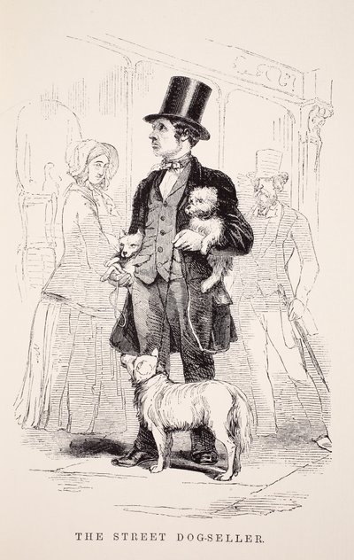 De Straathond-Verkoper, illustratie uit London Labour and London Poor door Henry Mayhew, pub. 1862 door English School